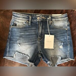 Kancan Los Angeles High Rise Distressed Denim Shorts | Size M | NWT